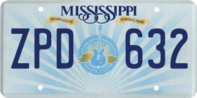 MS license plate ZPD632