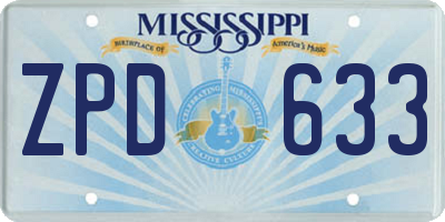 MS license plate ZPD633
