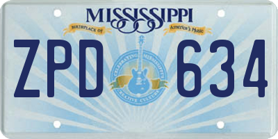 MS license plate ZPD634