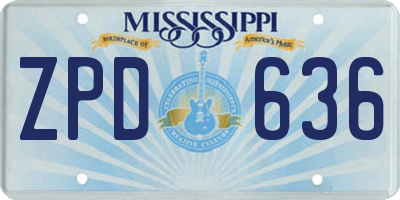 MS license plate ZPD636