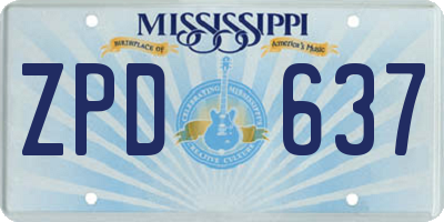 MS license plate ZPD637