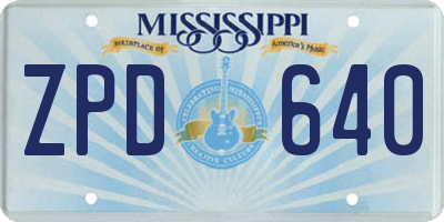 MS license plate ZPD640