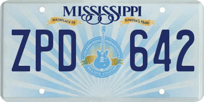 MS license plate ZPD642