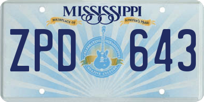 MS license plate ZPD643