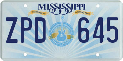 MS license plate ZPD645