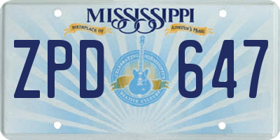 MS license plate ZPD647