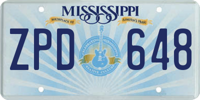 MS license plate ZPD648