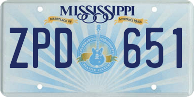 MS license plate ZPD651