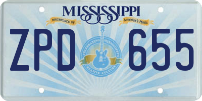 MS license plate ZPD655