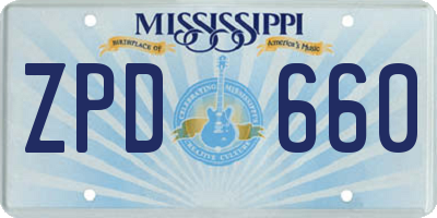 MS license plate ZPD660