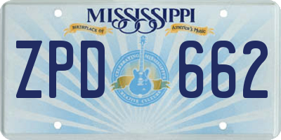 MS license plate ZPD662