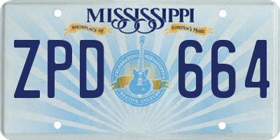 MS license plate ZPD664