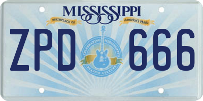 MS license plate ZPD666