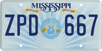 MS license plate ZPD667