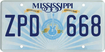 MS license plate ZPD668