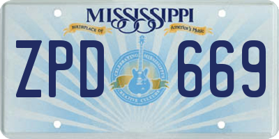 MS license plate ZPD669