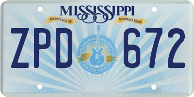 MS license plate ZPD672