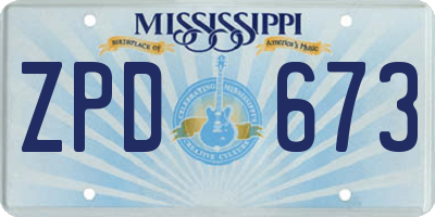MS license plate ZPD673