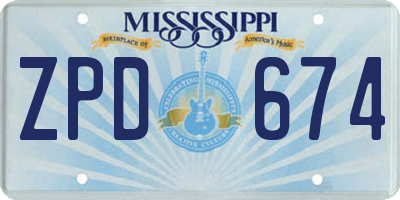 MS license plate ZPD674