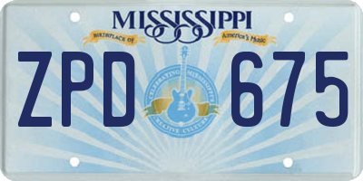 MS license plate ZPD675