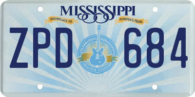 MS license plate ZPD684