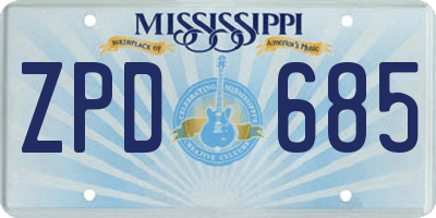 MS license plate ZPD685