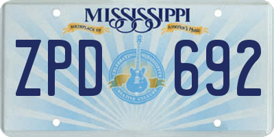 MS license plate ZPD692