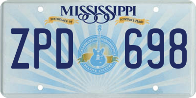 MS license plate ZPD698