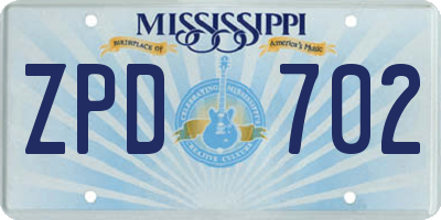 MS license plate ZPD702