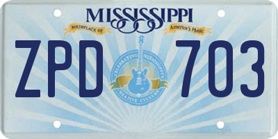 MS license plate ZPD703