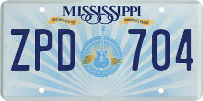 MS license plate ZPD704