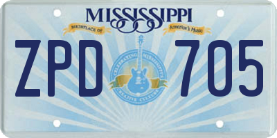 MS license plate ZPD705