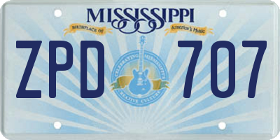 MS license plate ZPD707