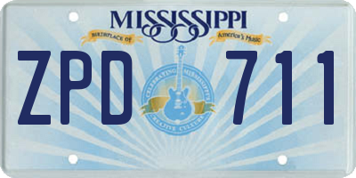 MS license plate ZPD711