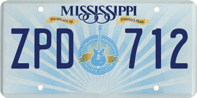 MS license plate ZPD712
