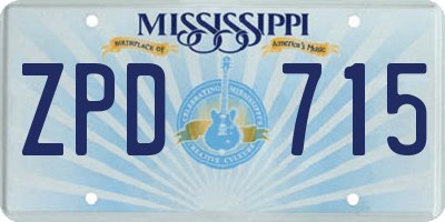MS license plate ZPD715