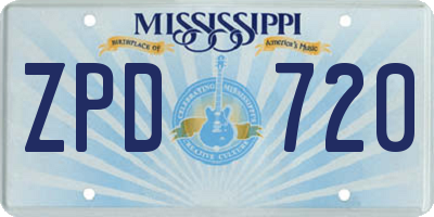 MS license plate ZPD720