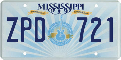 MS license plate ZPD721