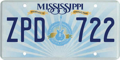 MS license plate ZPD722