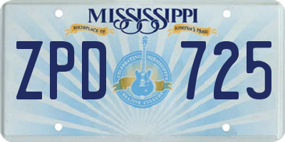 MS license plate ZPD725