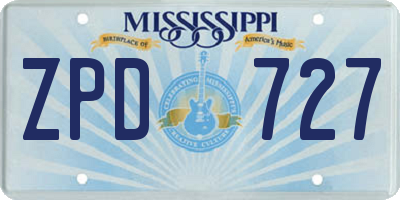 MS license plate ZPD727