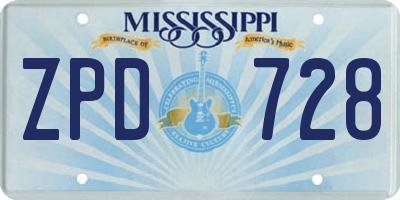 MS license plate ZPD728