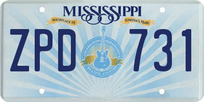 MS license plate ZPD731
