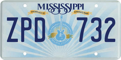 MS license plate ZPD732