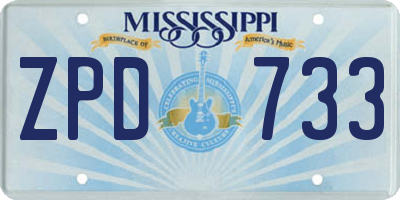MS license plate ZPD733