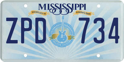 MS license plate ZPD734