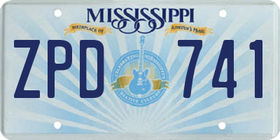 MS license plate ZPD741