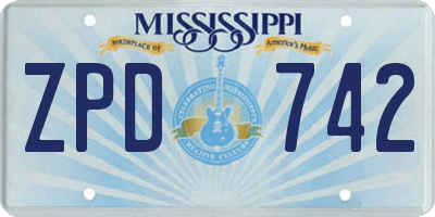 MS license plate ZPD742