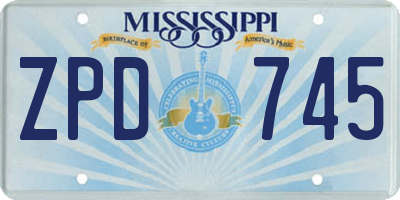 MS license plate ZPD745