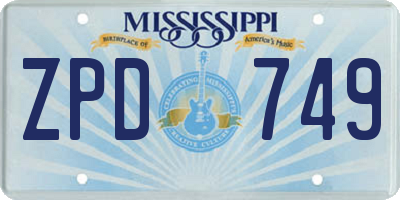MS license plate ZPD749